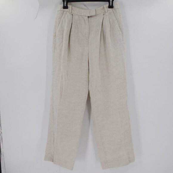 Banana Republic Pants - Banana republic pants women's 4 high rise relaxed straight pleated linen natural